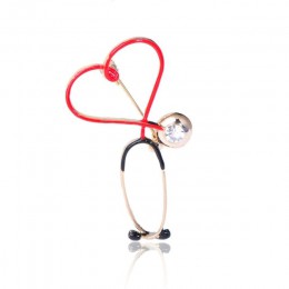 Blucome miedzi Love Heart stetoskop broszki dla kobiet mężczyzn lekarz pielęgniarka medyczne broszka przypinany kołnierz odznaka