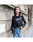 Ftlzz kurtka ze skóry sztucznej kobiety moda jasne kolory czarna kurtka motocyklowa krótka Faux skórzana kurtka motocyklowa mięk