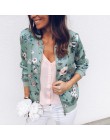 Drukuj Bomber Jacket Women Flowers Zipper Up płaszcz retro wiosna 2019 lato z długim rękawem podstawowe Plus rozmiar krótkie kur