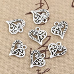 30 sztuk Charms hollow piękne serce 15x14mm handmade Craft tworzenie wisiorów fit, Vintage tybetański brąz kolor srebrny, DIY dl