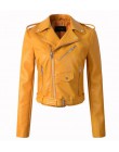 New Arrival 2020 marka zima jesień skóra motocyklowa kurtki żółta skórzana kurtka kobiety płaszcz skórzany slim kurtka PU skóra