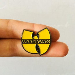 Hip-hopowy zespół emaliowany Pin żółty Logo Old School broszki Wu tang Kung Fu przypinka do klapy fajny prezent dla fanów muzyki