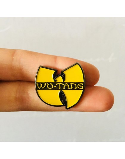 Hip-hopowy zespół emaliowany Pin żółty Logo Old School broszki Wu tang Kung Fu przypinka do klapy fajny prezent dla fanów muzyki