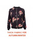 Drukuj Bomber Jacket Women Flowers Zipper Up płaszcz retro wiosna 2019 lato z długim rękawem podstawowe Plus rozmiar krótkie kur