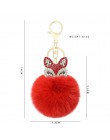 Śliczne mini fox futrzana kulka brelok ręcznie puszysty pompon futrzany piłka inkrustowane rhinestone torebka akcesoria kluczyk 