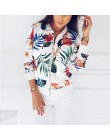 Drukuj Bomber Jacket Women Flowers Zipper Up płaszcz retro wiosna 2019 lato z długim rękawem podstawowe Plus rozmiar krótkie kur