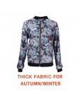 Drukuj Bomber Jacket Women Flowers Zipper Up płaszcz retro wiosna 2019 lato z długim rękawem podstawowe Plus rozmiar krótkie kur