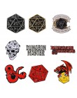 D20 szpilki Dungeons & Dragons dwadzieścia jednostronne Die RPG D & D stołowe fani gier prezenty biżuteria broszki przypinki na 