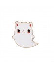 Fashion Cartton White Kitten broszka emaliowana śliczne kobiety z kołnierzykiem z klapami szpilki kot domowy biały duch widmo br