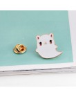 Fashion Cartton White Kitten broszka emaliowana śliczne kobiety z kołnierzykiem z klapami szpilki kot domowy biały duch widmo br