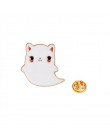 Fashion Cartton White Kitten broszka emaliowana śliczne kobiety z kołnierzykiem z klapami szpilki kot domowy biały duch widmo br