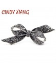 CINDY XIANG Rhinestone Bow broszki dla kobiet w stylu Vintage czarny broszka Pin eleganckie duże broszki biżuteria prezent wysok