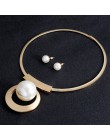 VIVILADY Bohemia biżuteria ze sztucznymi perłami zestawy złoty kolor duże koraliki Choker naszyjnik kolczyki afrykańskie kobiety