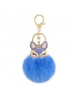 Śliczne mini fox futrzana kulka brelok ręcznie puszysty pompon futrzany piłka inkrustowane rhinestone torebka akcesoria kluczyk 