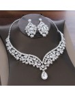 Barokowy kryształ kropla wody zestawy biżuterii dla nowożeńców Rhinestone diadem naszyjnik z koroną kolczyki na ślub panny młode