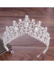 Barokowy kryształ kropla wody zestawy biżuterii dla nowożeńców Rhinestone diadem naszyjnik z koroną kolczyki na ślub panny młode