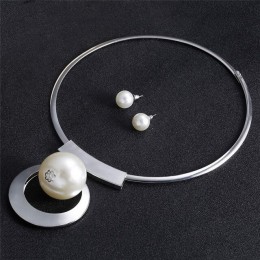 VIVILADY Bohemia biżuteria ze sztucznymi perłami zestawy złoty kolor duże koraliki Choker naszyjnik kolczyki afrykańskie kobiety