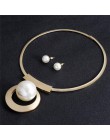 VIVILADY Bohemia biżuteria ze sztucznymi perłami zestawy złoty kolor duże koraliki Choker naszyjnik kolczyki afrykańskie kobiety