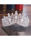 Barokowy kryształ kropla wody zestawy biżuterii dla nowożeńców Rhinestone diadem naszyjnik z koroną kolczyki na ślub panny młode