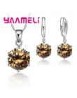 925 Sterling Silver Jewelry Sets Cubic cyrkon Crystal Lever kolczyki zapinane z tyłu naszyjnik ładne prezenty dla kobiet Ladies