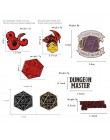 Dragon & dungeon Pins czerwony smok logo gry Lapel emalia Pin odznaki Polygon Dice zdecydować los broszki koszula biżuteria do t