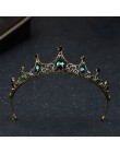 Gorąca sprzedaż Vintage styl barokowy zielony kryształ Diadem i korony nakrycia głowy Noiva Bridal ślub panny młodej peruki impr