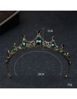 Gorąca sprzedaż Vintage styl barokowy zielony kryształ Diadem i korony nakrycia głowy Noiva Bridal ślub panny młodej peruki impr