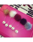 2019 śliczne Charm symulowane Pearl broszka Pins dla kobiet koreański futro piłka pomponowa Piercing klapy broszki Collar biżute