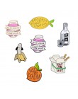 Jedzenie emalia Pin Collection banan cytryna brzoskwinia butelka wina pudełko na lunch lampka do wina broszka klapa ze sprzączką
