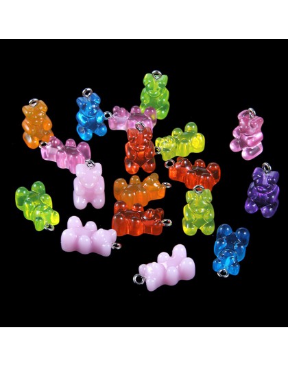 10 sztuk moda śliczne żywica Gummy niedźwiedź zawieszki charms dla kobiety dziewczyny kreskówka biżuteria ustalenia DIY hurtowni