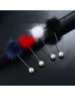 2019 śliczne Charm symulowane Pearl broszka Pins dla kobiet koreański futro piłka pomponowa Piercing klapy broszki Collar biżute