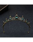 Gorąca sprzedaż Vintage styl barokowy zielony kryształ Diadem i korony nakrycia głowy Noiva Bridal ślub panny młodej peruki impr