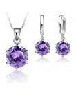 925 Sterling Silver Jewelry Sets Cubic cyrkon Crystal Lever kolczyki zapinane z tyłu naszyjnik ładne prezenty dla kobiet Ladies