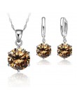 925 Sterling Silver Jewelry Sets Cubic cyrkon Crystal Lever kolczyki zapinane z tyłu naszyjnik ładne prezenty dla kobiet Ladies