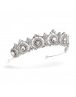 FORSEVEN Crystal Rhinestone Diadem panny młodej chluba kwiat Noiva Diadem i korony akcesoria ślubne biżuteria do włosów ślubna J