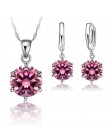 925 Sterling Silver Jewelry Sets Cubic cyrkon Crystal Lever kolczyki zapinane z tyłu naszyjnik ładne prezenty dla kobiet Ladies