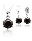 925 Sterling Silver Jewelry Sets Cubic cyrkon Crystal Lever kolczyki zapinane z tyłu naszyjnik ładne prezenty dla kobiet Ladies