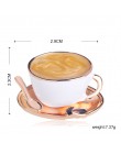 Blucome Fashion Coffee Cup łyżka kształt dysku broszki biała emalia złoty kolor broszka przypinki kobiety mężczyźni odzież płasz
