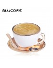 Blucome Fashion Coffee Cup łyżka kształt dysku broszki biała emalia złoty kolor broszka przypinki kobiety mężczyźni odzież płasz