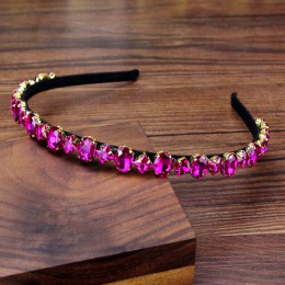 Gorgeous Bing peruki imprezowe biżuteria czerwony zielony czarny niebieski kryształowy kamień Hairbands Rhinestone Diamante pałą