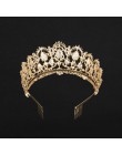 KMVEXO europejska kropla zielony czerwony kryształ diadem Vintage złoty Rhinestone korona na konkurs piękności z grzebieniem bar