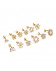 TTLIFE różne kryształowe kwiaty chrząstka Piercing Helix biżuteria stal nierdzewna cz Ear Stud Tragus chrząstka muszla kolczyk S