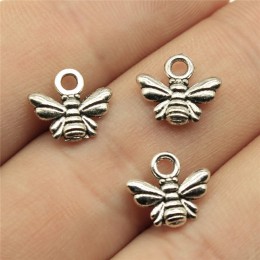 Charms 200 sztuk Bee Antique kolor srebrny 0.4x0. 4 Cal (10x11mm) Metal biżuteria ze stopu DIY akcesoria