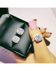 Solidna 925 Sterling Silver poduszka cut cyrkon cz zestaw biżuterii pierścionek zaręczynowy stud kolczyk na ślub dla kobiet prez