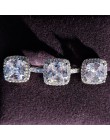 Solidna 925 Sterling Silver poduszka cut cyrkon cz zestaw biżuterii pierścionek zaręczynowy stud kolczyk na ślub dla kobiet prez