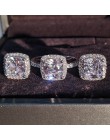Solidna 925 Sterling Silver poduszka cut cyrkon cz zestaw biżuterii pierścionek zaręczynowy stud kolczyk na ślub dla kobiet prez