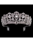 KMVEXO europejska kropla zielony czerwony kryształ diadem Vintage złoty Rhinestone korona na konkurs piękności z grzebieniem bar
