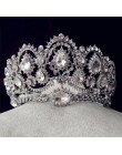 KMVEXO europejska kropla zielony czerwony kryształ diadem Vintage złoty Rhinestone korona na konkurs piękności z grzebieniem bar