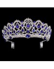 KMVEXO europejska kropla zielony czerwony kryształ diadem Vintage złoty Rhinestone korona na konkurs piękności z grzebieniem bar
