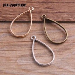 PULCHRITUDE 10 sztuk 20*37mm trzy kolory biżuteria ze stopu akcesoria kropla wody urok Hollow klej pusty wisiorek taca Bezel 12C
